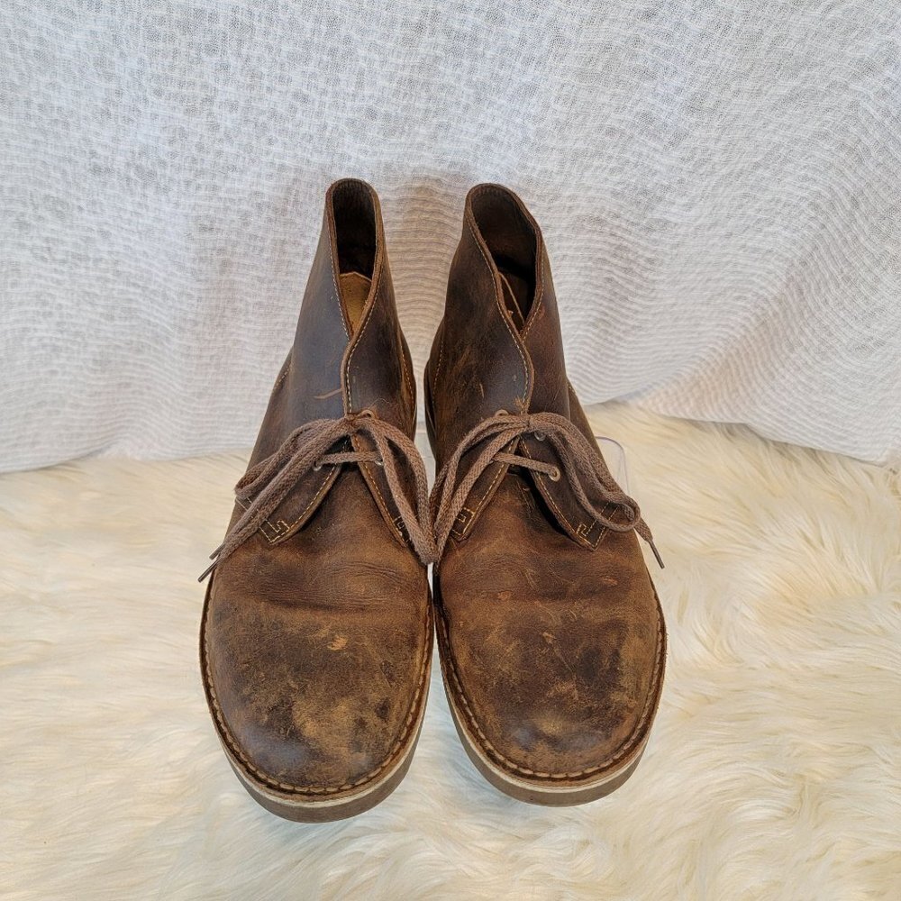 Clarks Men's Chukka Desert Boots Ankle Lace Up Brown Leather 12 Shoe Distressed - Picture 5 of 12
